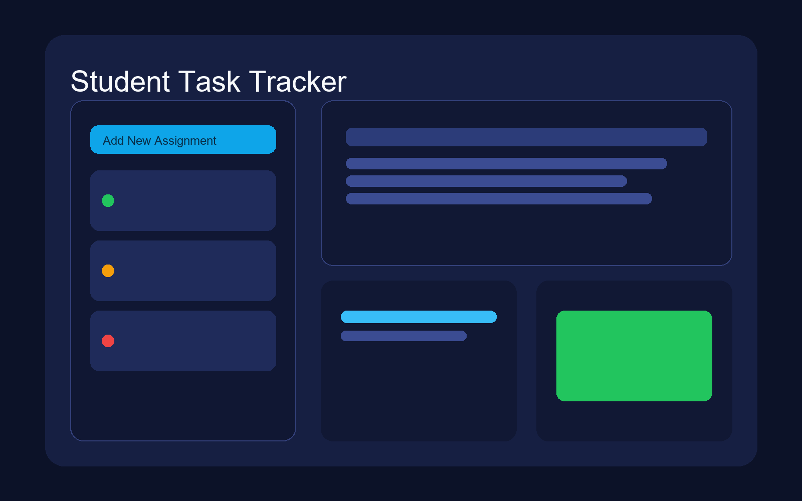 Student task tracker app screen