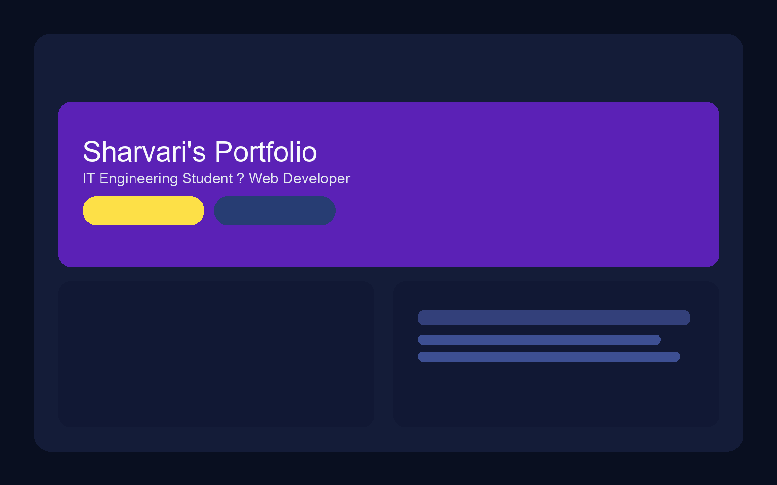 Personal portfolio website screen